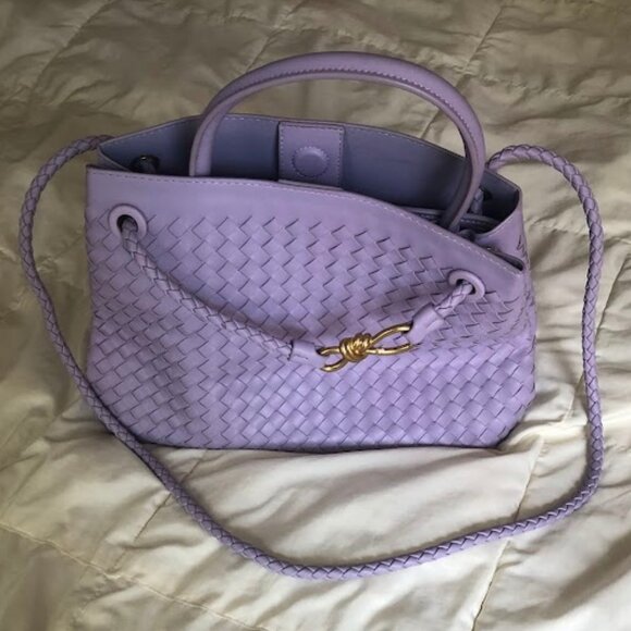 Sumrains - Woven Vegan Leather Purple Shoulder Bag Crossbody Tote - Picture 2 of 4